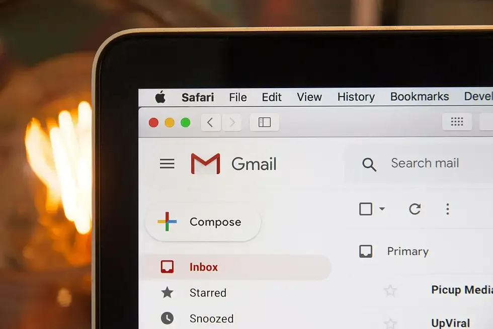 Gmail inbox open on a MacBook